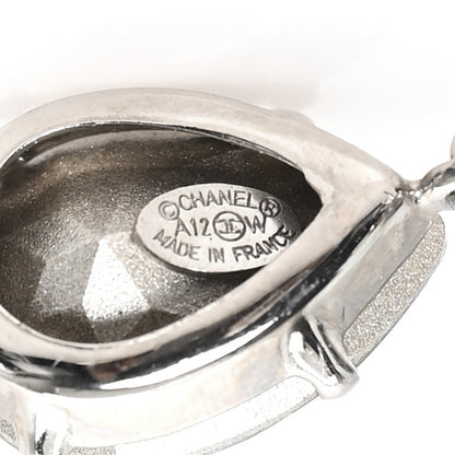 Chanel CC Crystal Teardrop Dangle Earrings Silver 4 of 4