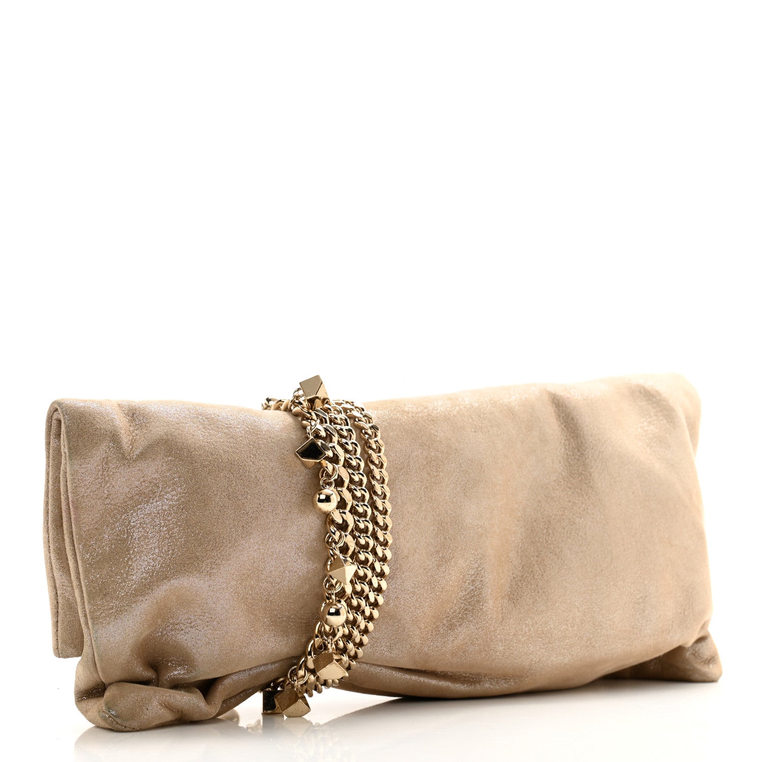 Jimmy Choo Shimmer Suede Chandra Clutch Sand 3 of 10