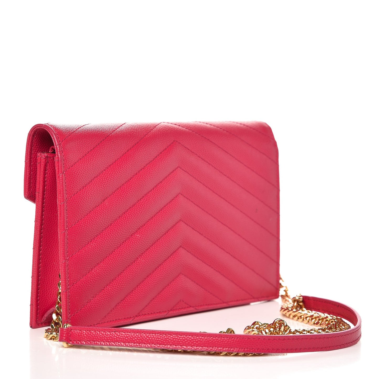 Grain De Poudre Matelasse Chevron Monogram Envelope Chain Wallet Bubblegum
