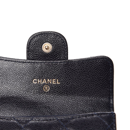 Chanel Caviar Quilted Flap Card Holder Wallet Navy Blue 6 of 9