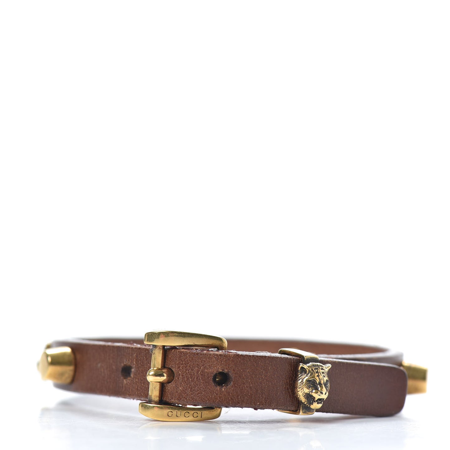 Calfskin Feline Heads Bracelet Brown