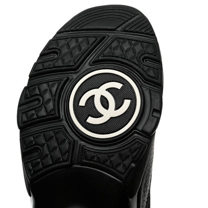 Chanel Mesh Suede Grained Calfskin Womens CC Sneakers 39.5 Black White 8 of 12