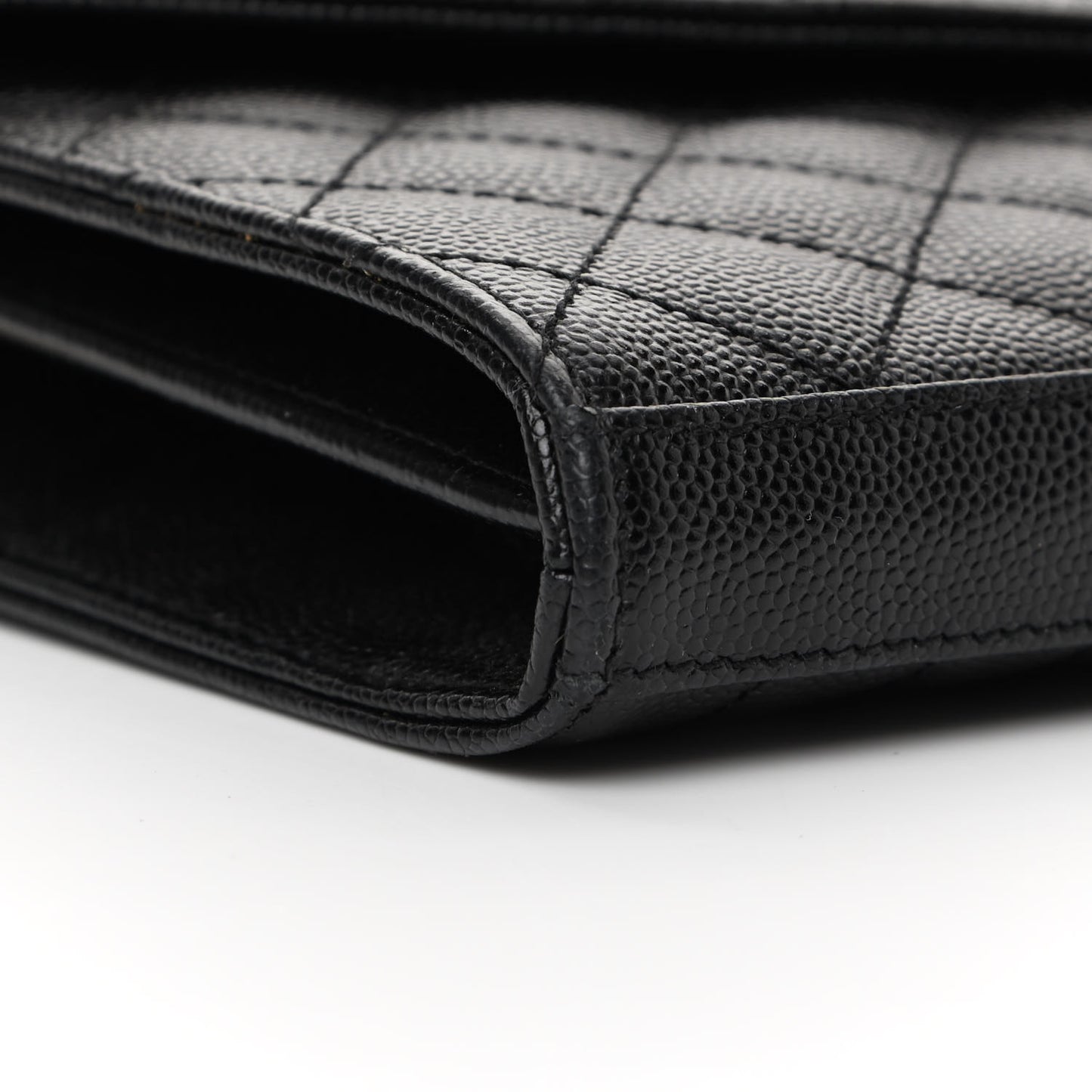 Grain De Poudre Mixed Matelasse Triquilt Monogram Chain Wallet Black