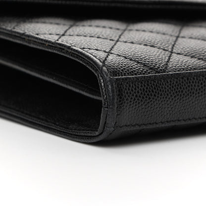 Saint Laurent Grain De Poudre Mixed Matelasse Triquilt Monogram Chain Wallet Black 16 of 23