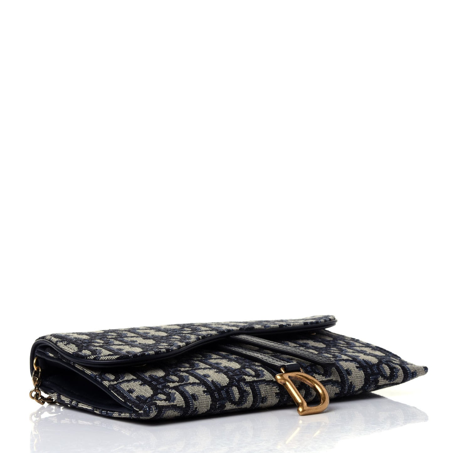 Oblique Saddle Chain Long Wallet Blue