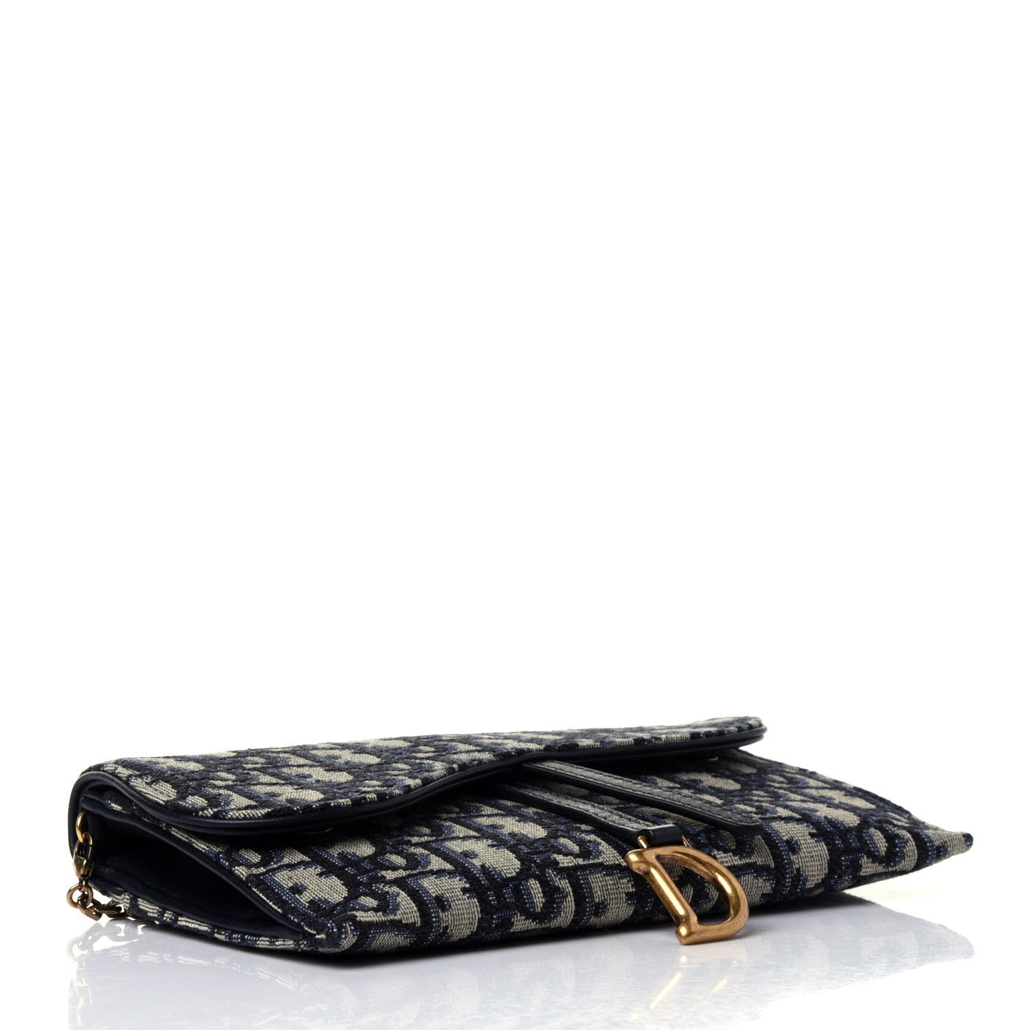 Christian Dior Oblique Saddle Chain Long Wallet Blue 4 of 6