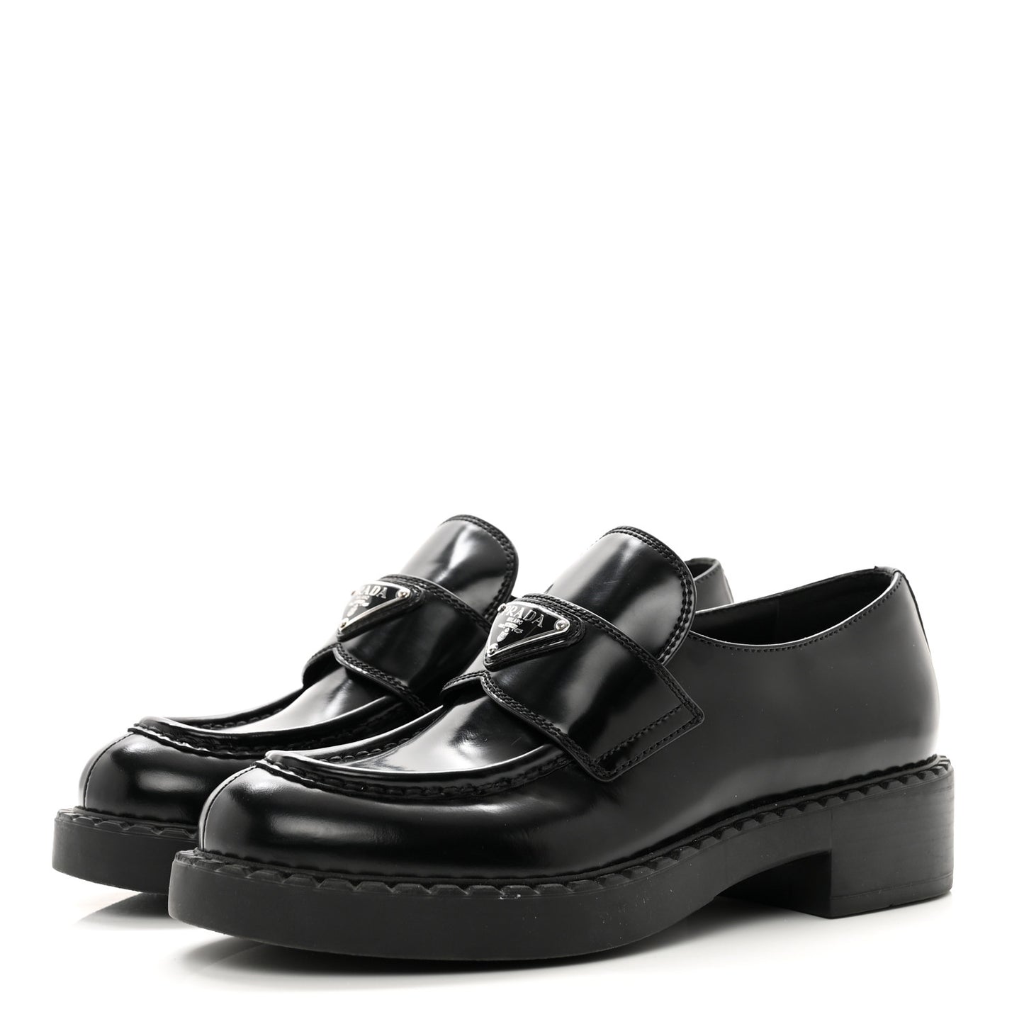 Spazzolato Metal Triangle Logo 50mm Loafers 37 Black