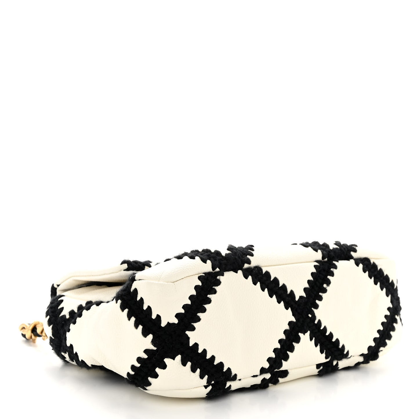 Calfskin Crochet Medium Chanel 19 Flap White Black