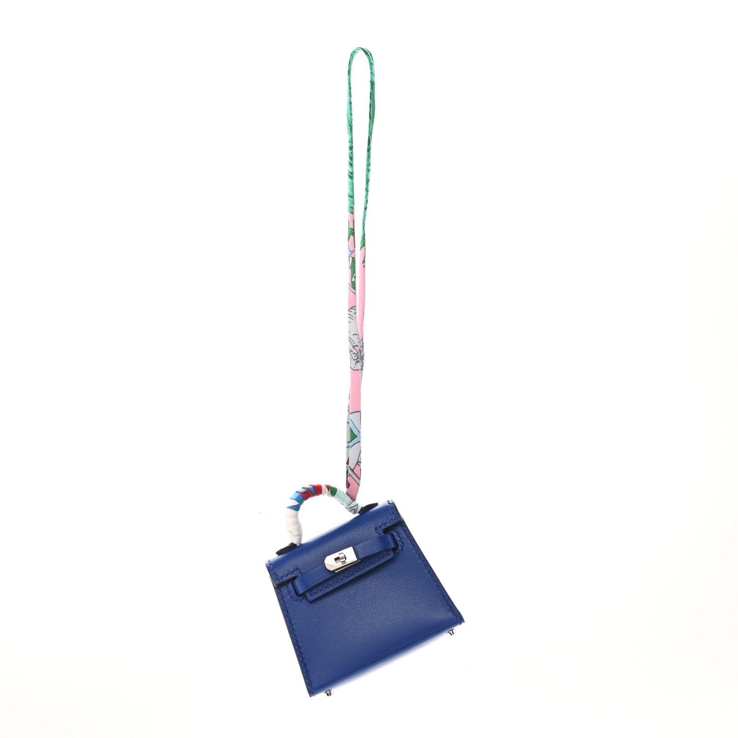 Hermes Tadelakt Mini Kelly Twilly Bag Charm Bleu Electrique 1 of 3