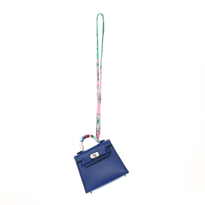 Hermes Tadelakt Mini Kelly Twilly Bag Charm Bleu Electrique 1 of 3