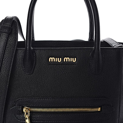 Miu Miu Goatskin Madras Tote Black 10 of 10