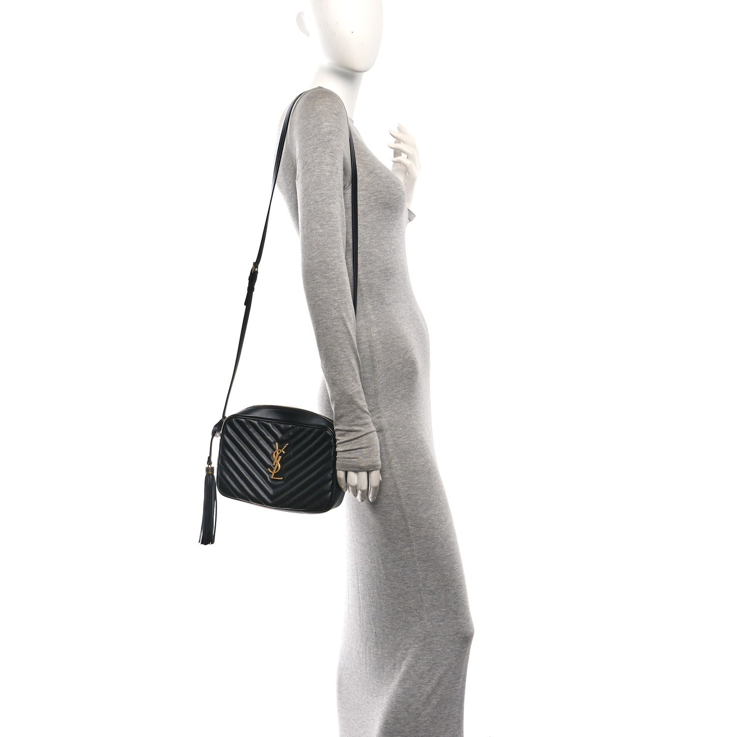 Saint Laurent Calfskin Matelasse Monogram Lou Camera Bag Black 2 of 10