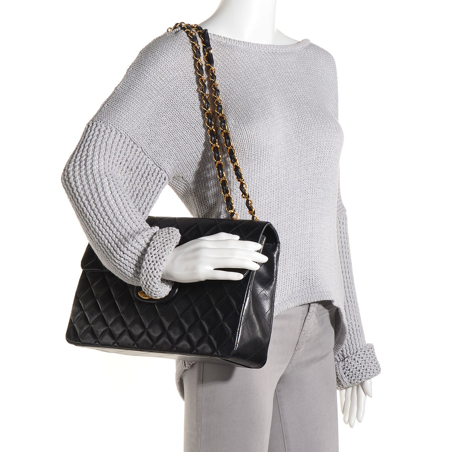 Lambskin XL Jumbo Flap Black