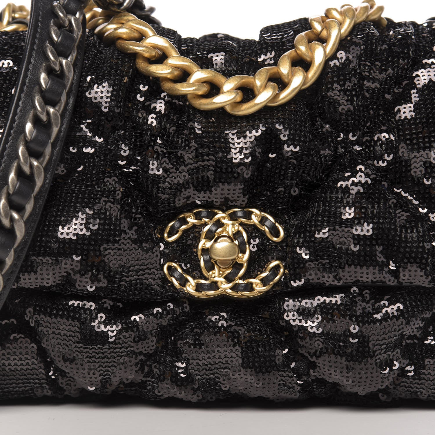 Chanel Sequin Quilted Medium 19 Flap Black 10 of 10
