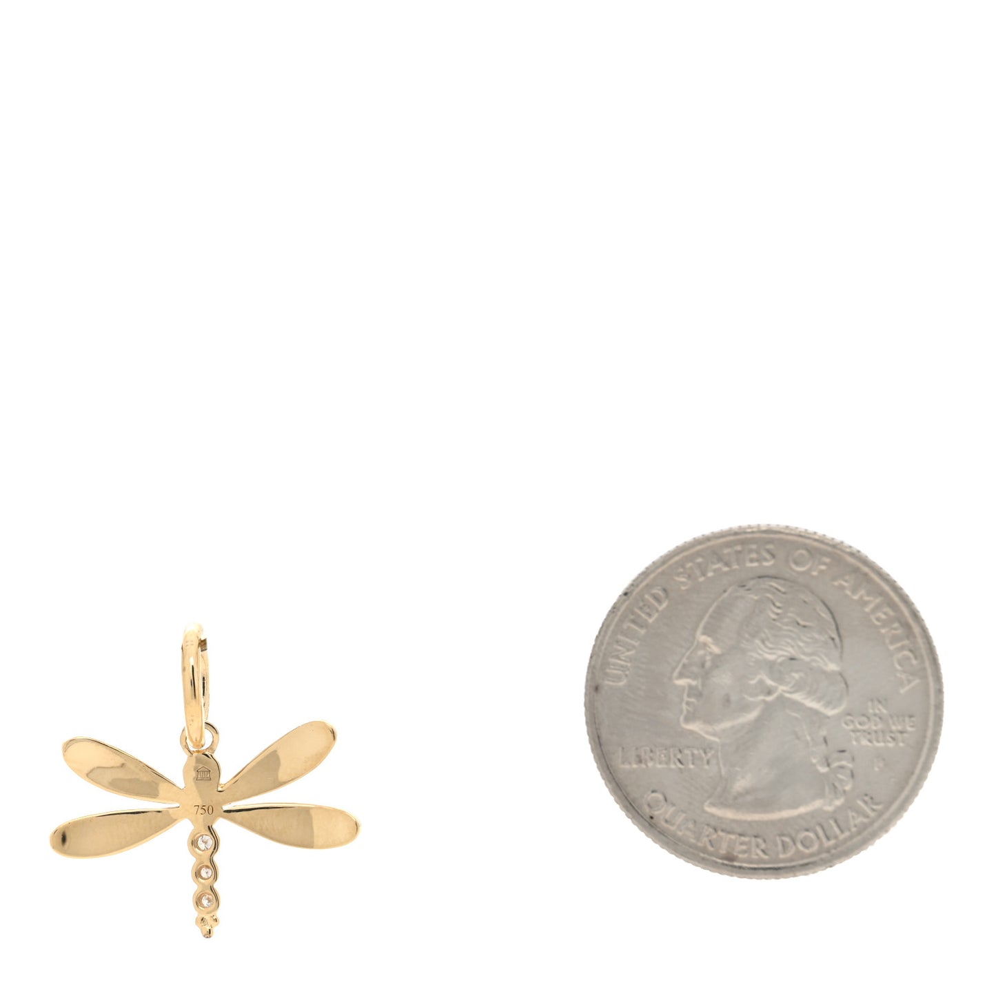 18K Yellow Gold Diamond Dragonfly Pendant