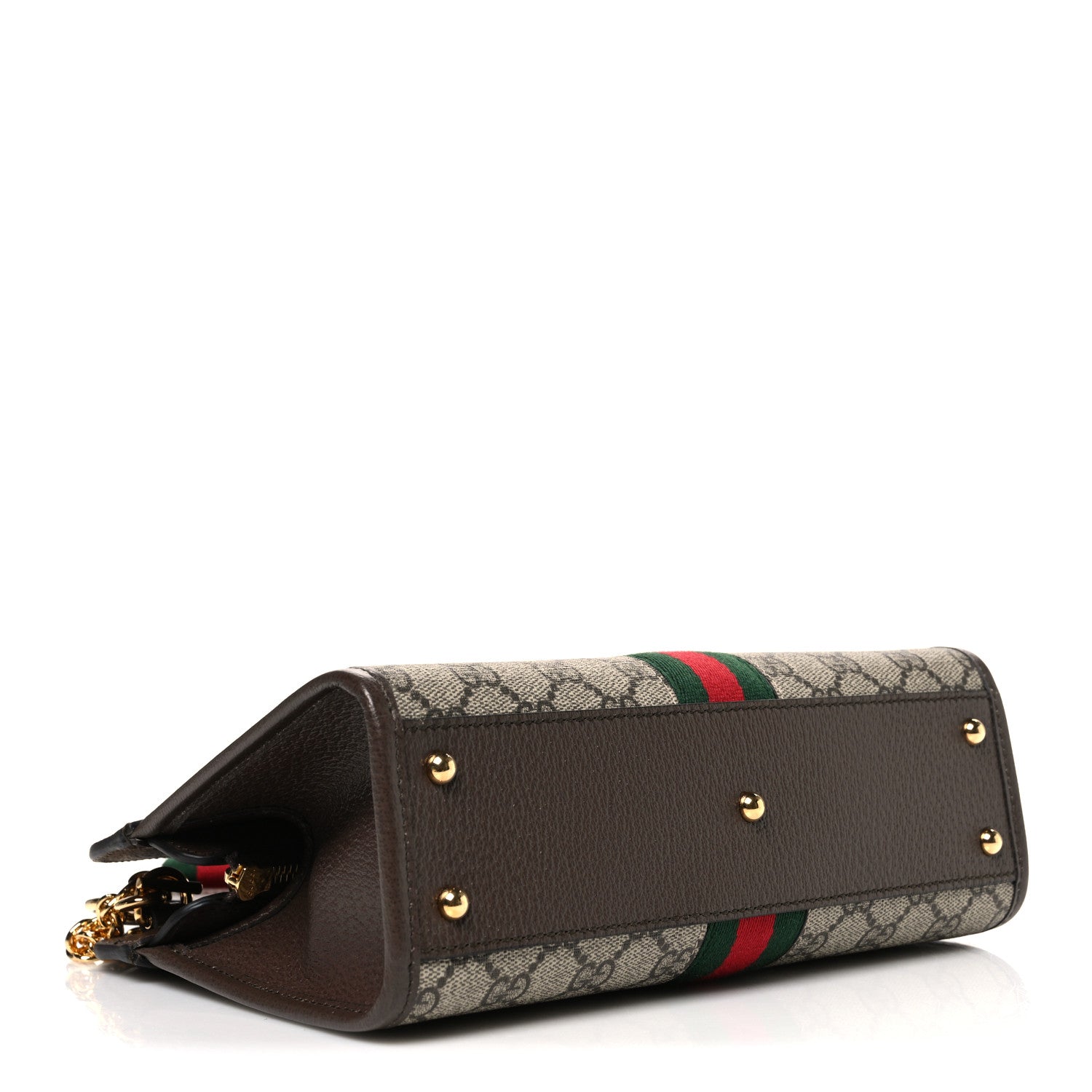 Gucci GG Supreme Monogram Textured Dollar Calfskin Web Small Ophidia Slip Handle Tote Beige Ebony New Acero 4 of 10