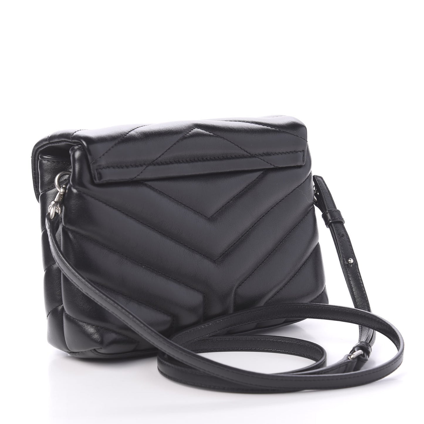 Calfskin Y Quilted Monogram Toy Loulou Crossbody Bag Black
