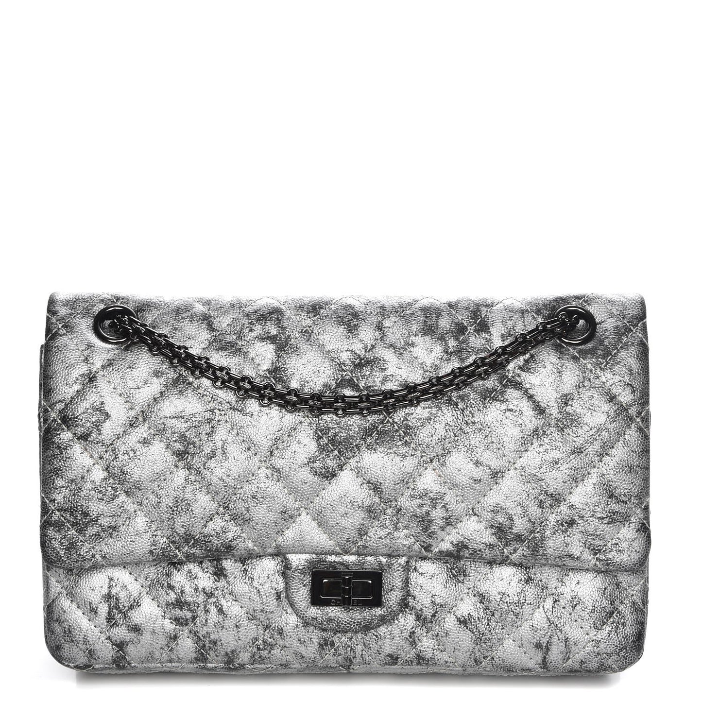 Metallic Caviar Quilted 2.55 Reissue 226 Flap Silver Black