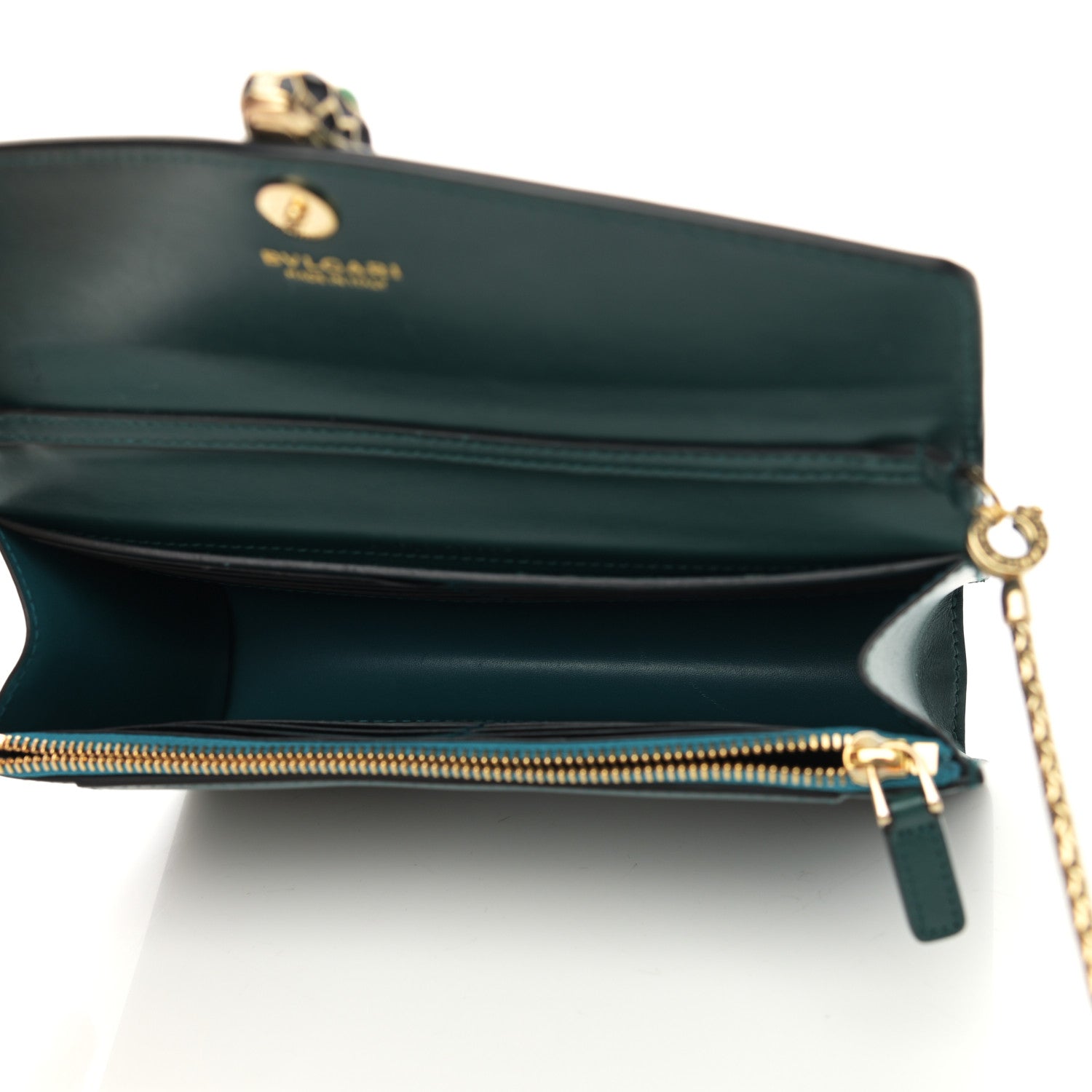 Bulgari Calfskin Serpenti Forever Chain Pouch Bag Emerald Green 4 of 11