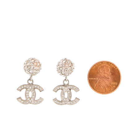 Chanel Crystal CC Drop Earrings Silver 2 of 4