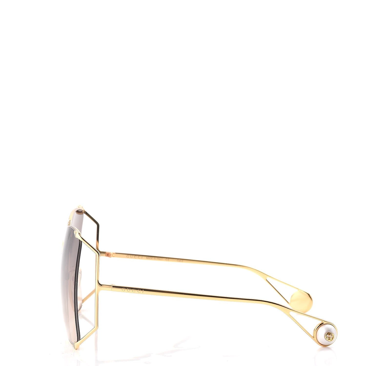 Gucci Oversized Round Sunglasses GG0252S Gold Brown 3 of 9