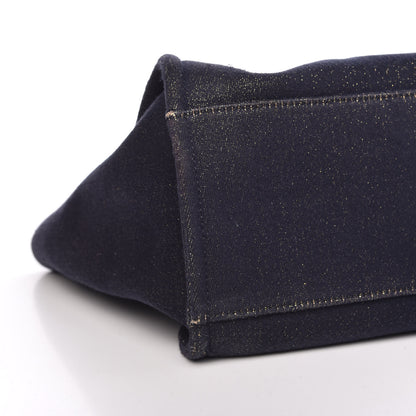 Chanel Lurex Canvas Medium Deauville Tote Navy Blue Gold 8 of 9