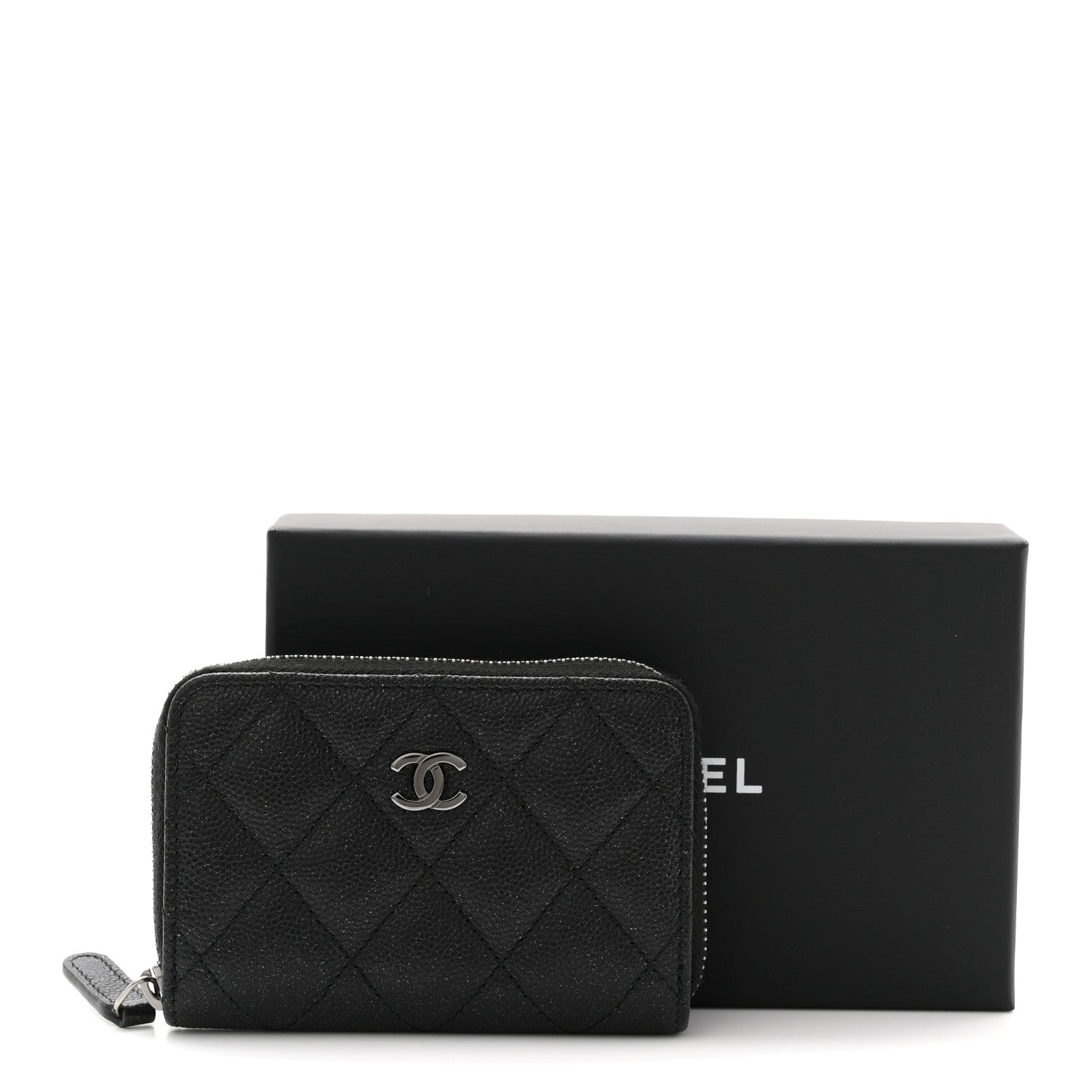 Chanel Iridescent Caviar Quilted Zip Coin Purse Black 8 of 8