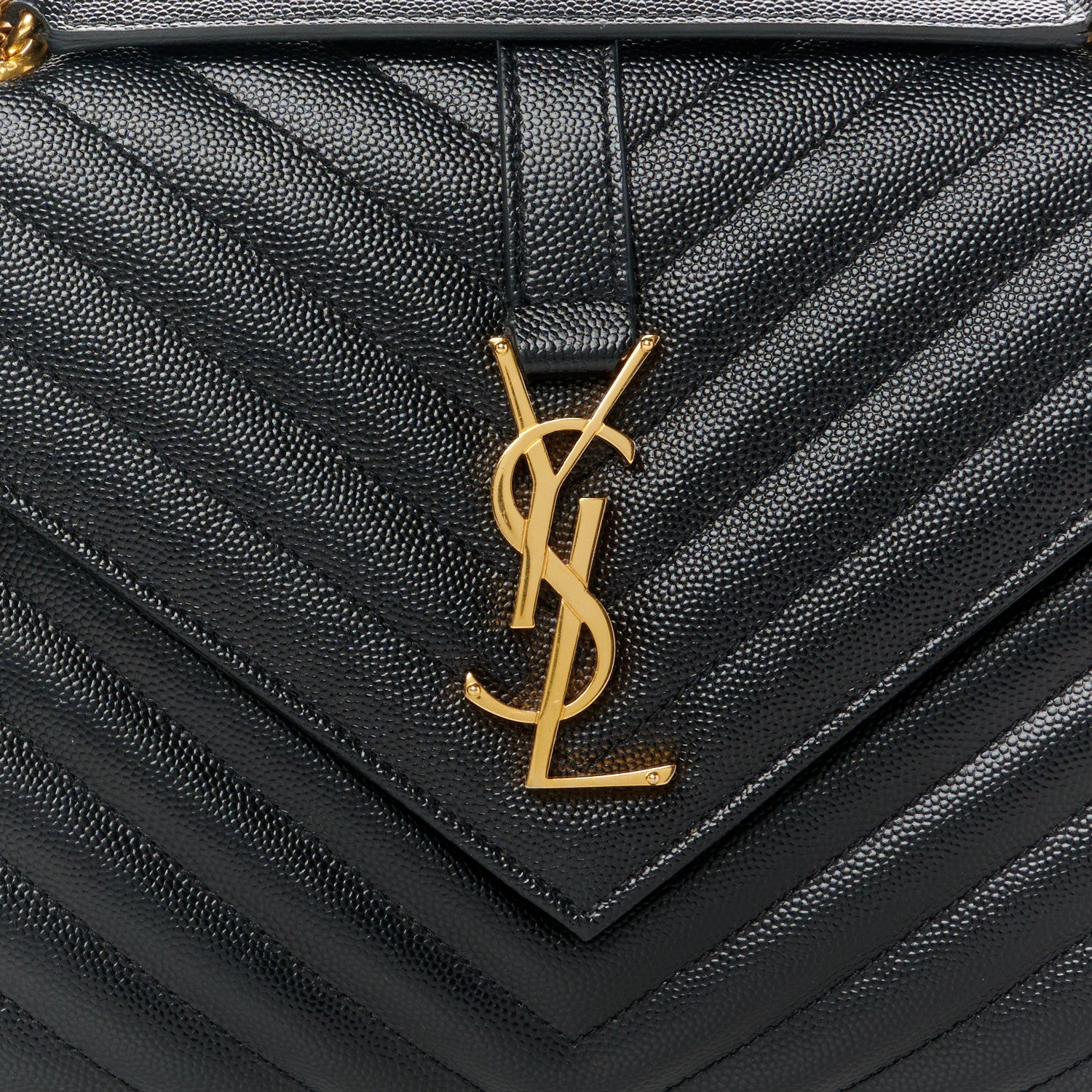 Saint Laurent Grain De Poudre Matelasse Chevron Medium Monogram Satchel Black 9 of 11