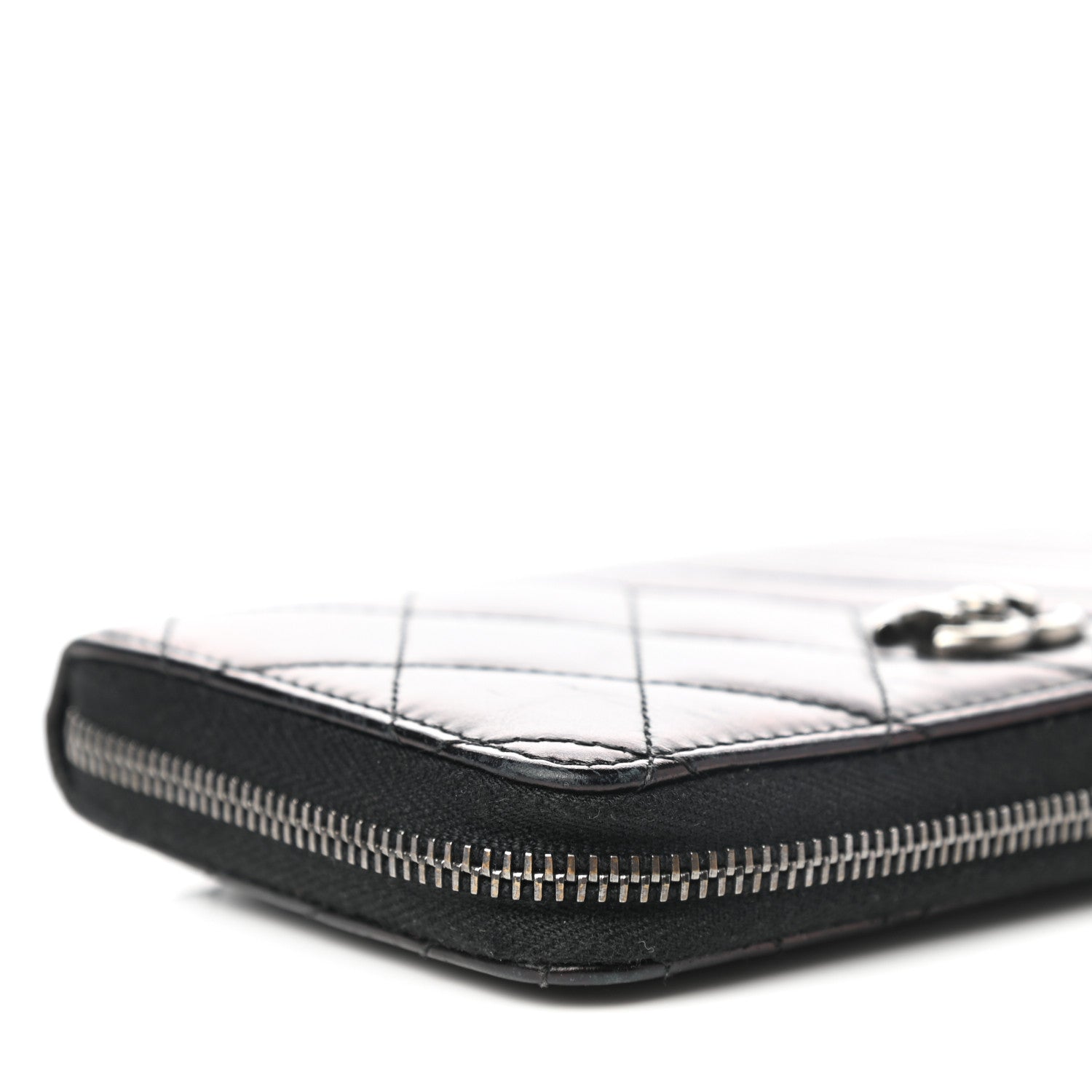 Chanel Glazed Calfskin Quilted Small Coco Boy Zip Around Wallet Black 11 of 12