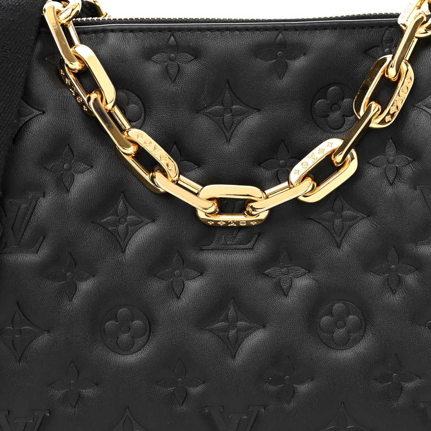 Lambskin Embossed Monogram Coussin PM Black