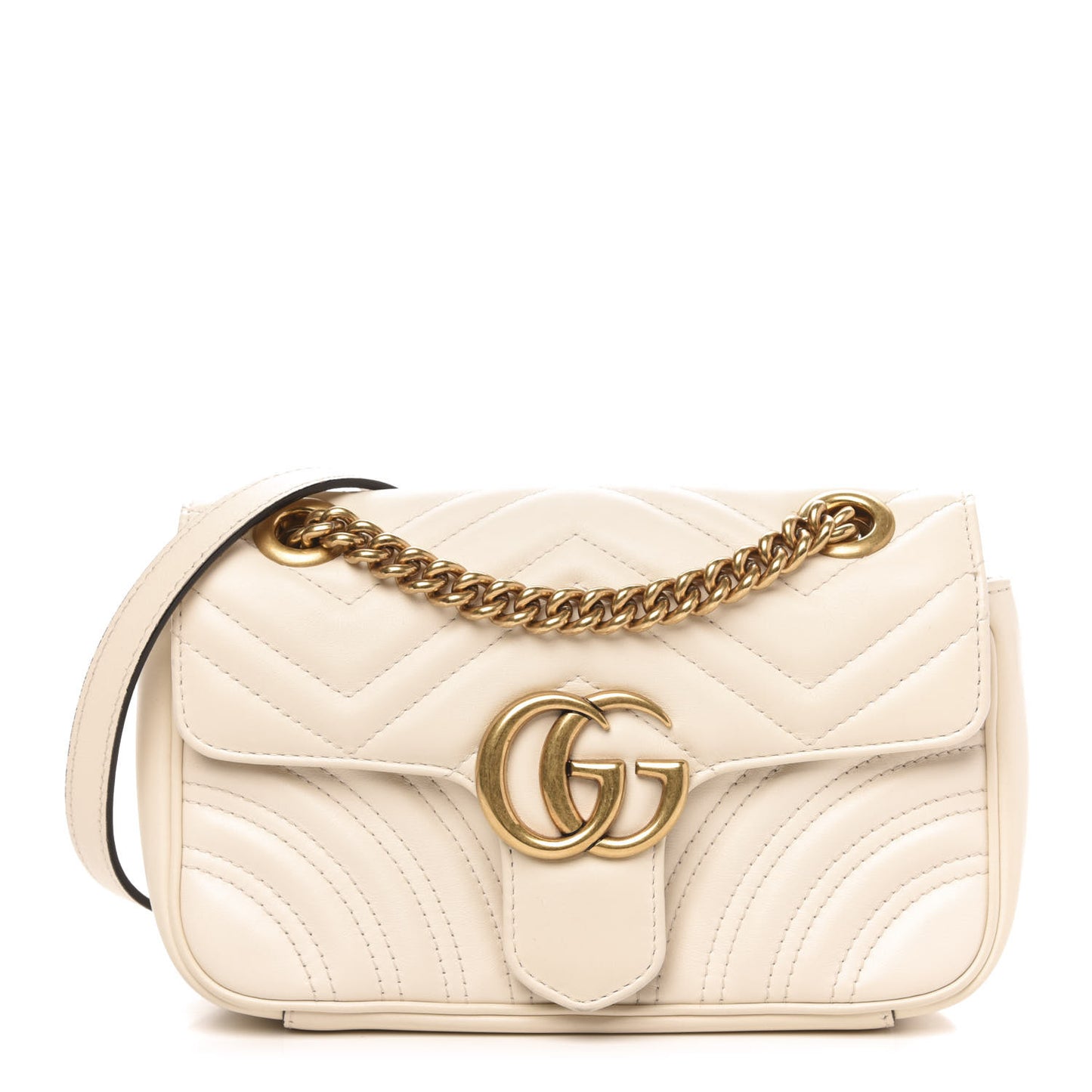 Calfskin Matelasse Mini GG Marmont Shoulder Bag White