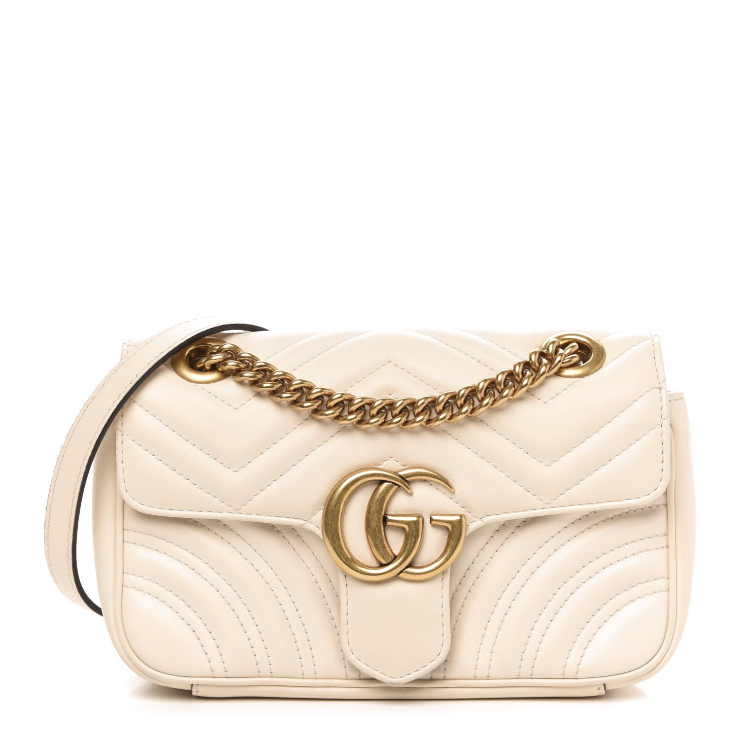 Gucci Calfskin Matelasse Mini GG Marmont Shoulder Bag White 1 of 11