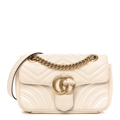 Gucci Calfskin Matelasse Mini GG Marmont Shoulder Bag White 1 of 11