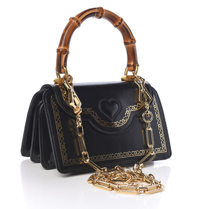 Gucci Calfskin Bamboo Mini Thiara Top Handle Bag Black 2 of 11