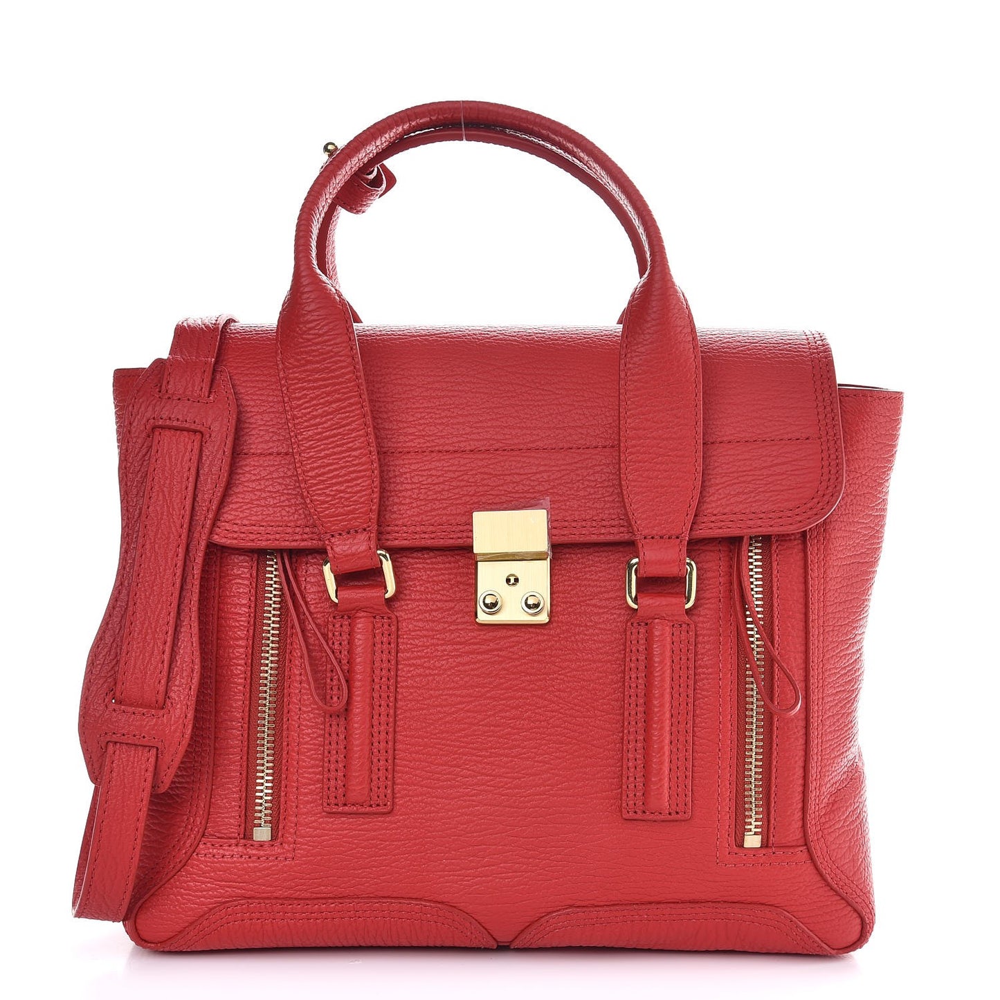 3.1 Textured Calfskin Medium Pashli Satchel Red