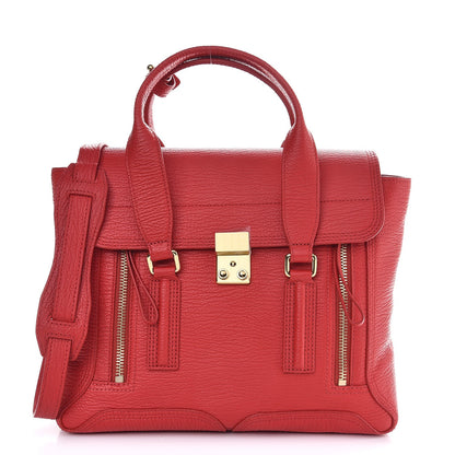 3.1 Phillip Lim 3.1 Textured Calfskin Medium Pashli Satchel Red 1 of 8