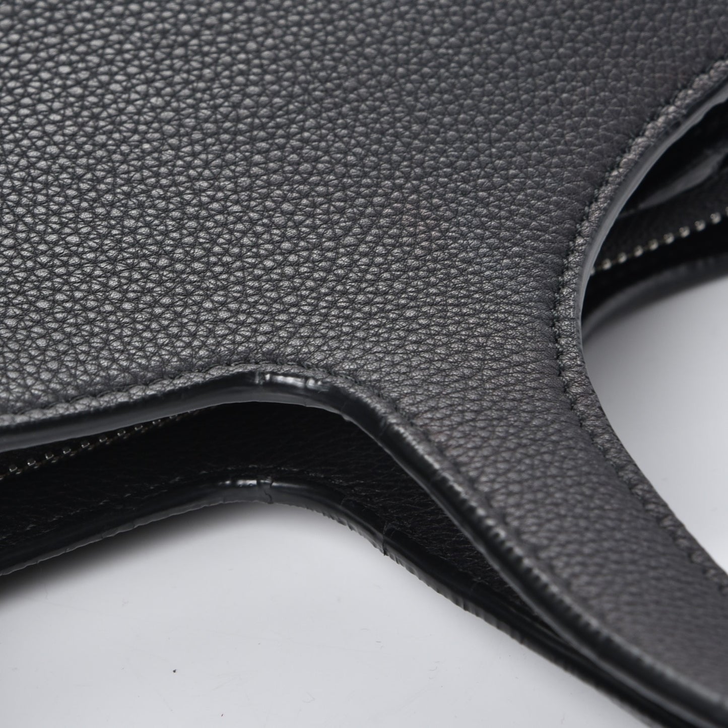 Baby Grained Calfskin Tri-Fold Bag Black