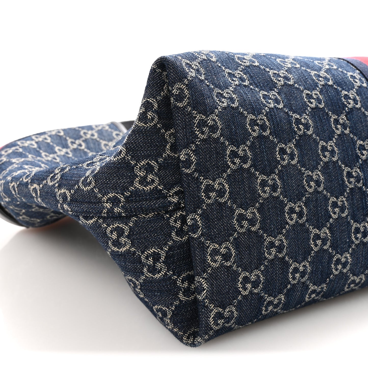 Denim GG Monogram Web Large Giglio Tote Blue