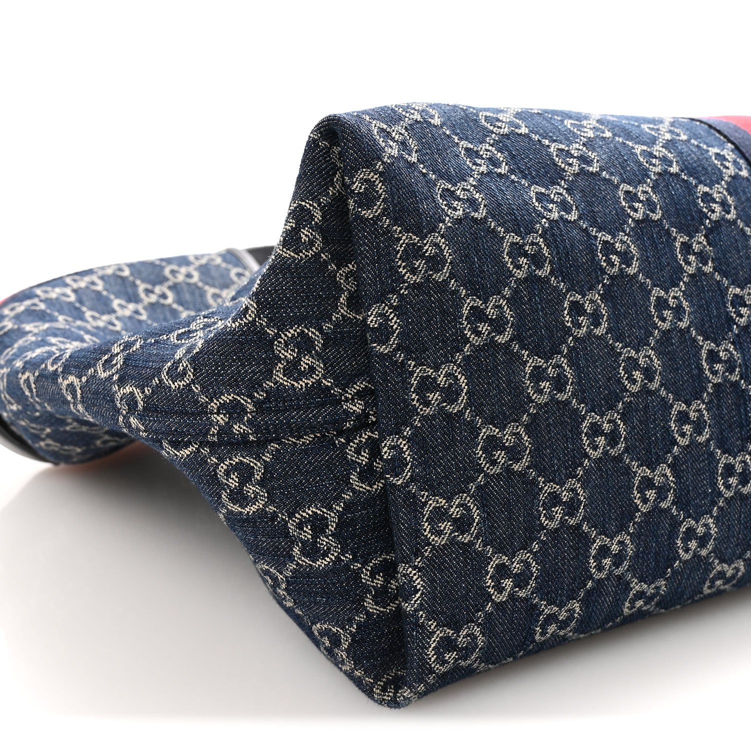 Gucci Denim GG Monogram Web Large Giglio Tote Blue 8 of 9