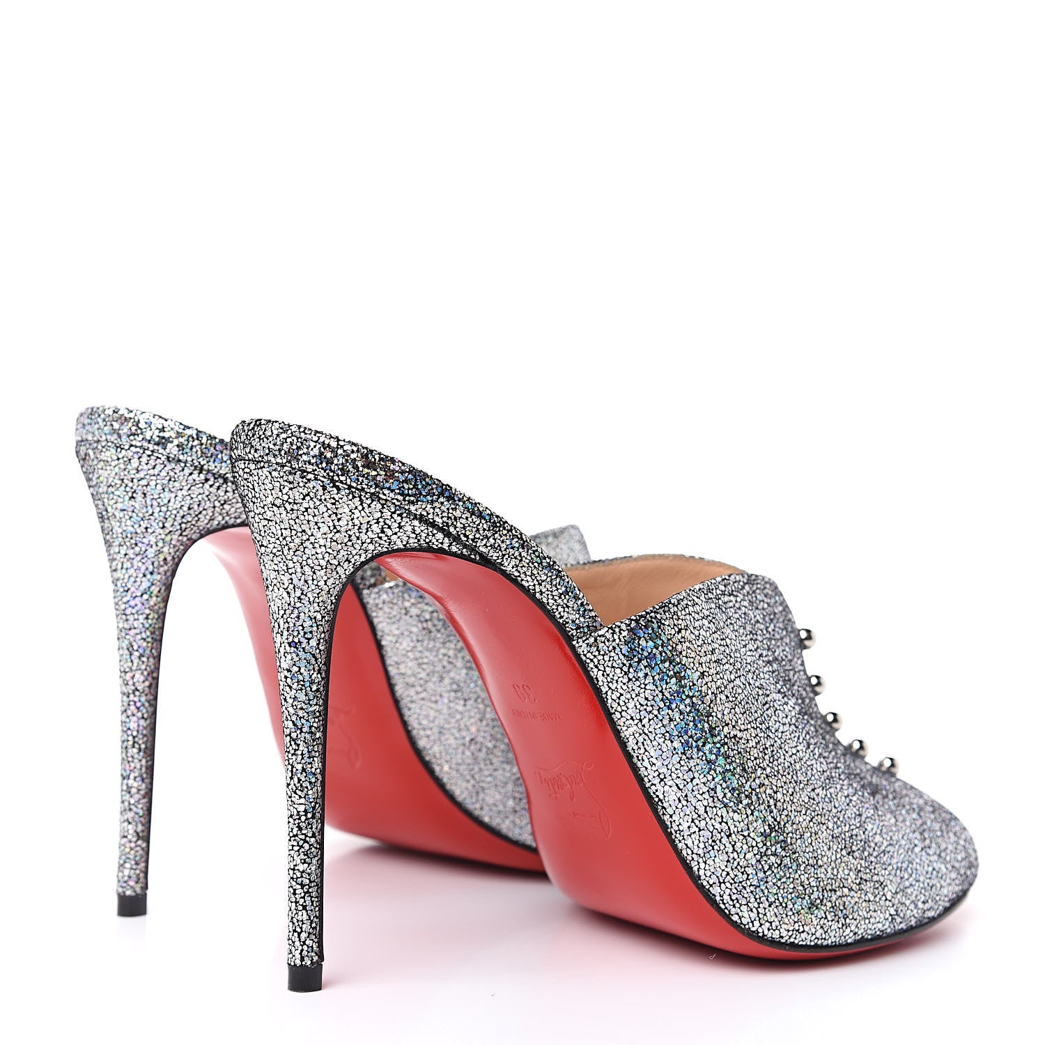 Christian Louboutin Nappa Mica PVC Glitter Predumule 100 Pumps 39 Silver 4 of 9