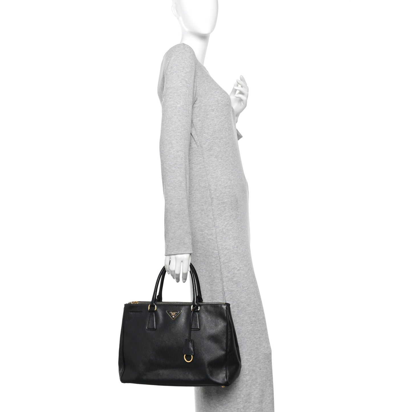 Saffiano Large Galleria Double Zip Tote Black