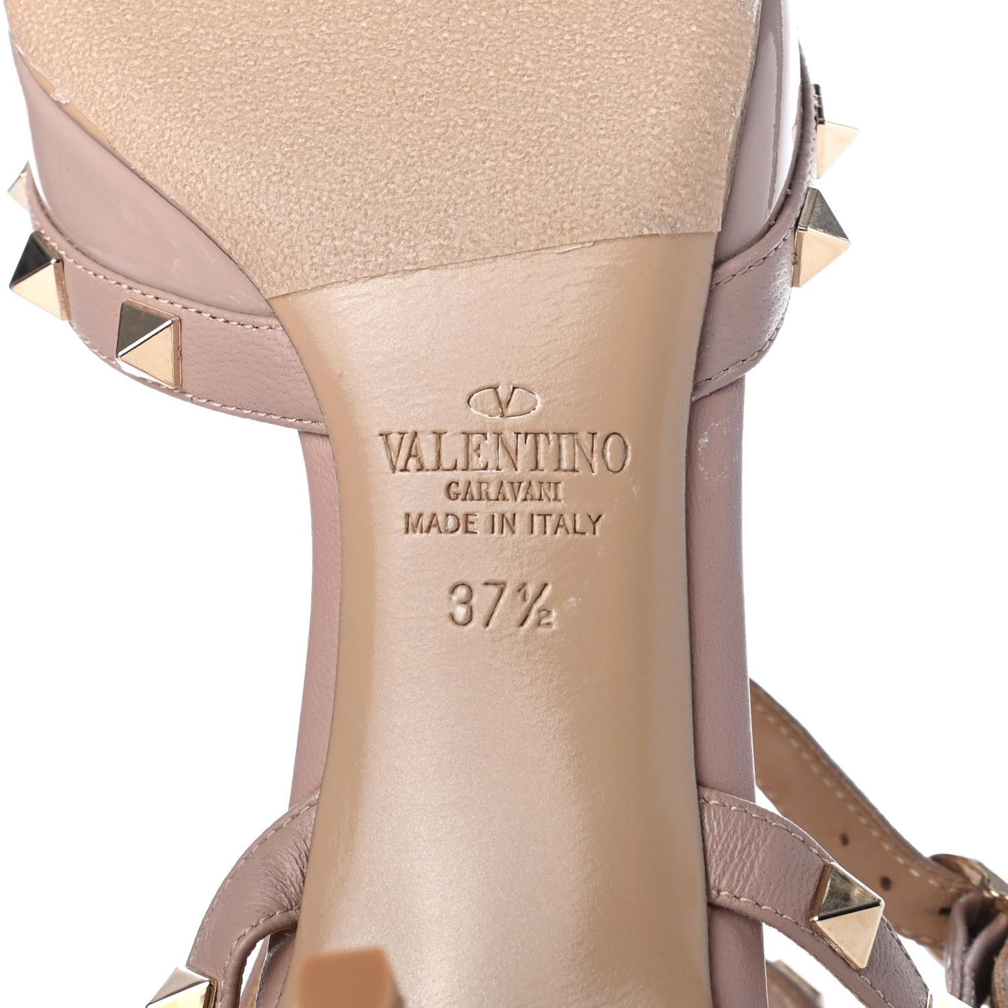 Patent Nappa Rockstud Ankle Strap 65mm Pumps 37.5 Poudre