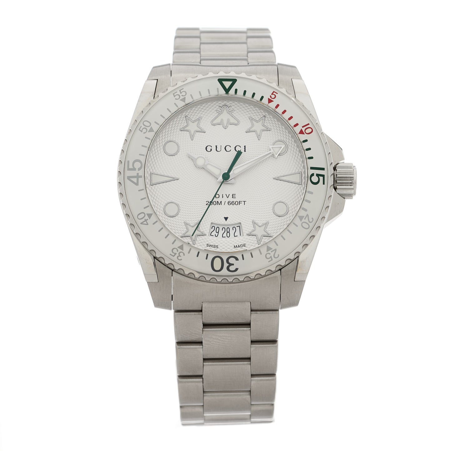 Stainless Steel 40mm Dive Quartz Watch White
