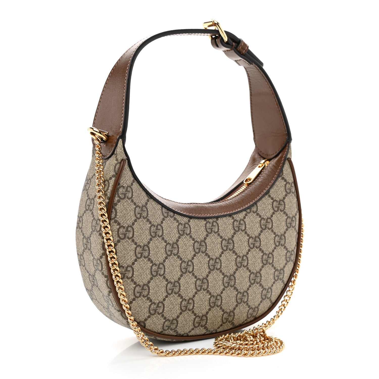 Gucci GG Supreme Monogram Azalea Calfskin Mini Retro Interlocking G Half Moon Bag Beige Ebony Brown Sugar 2 of 7
