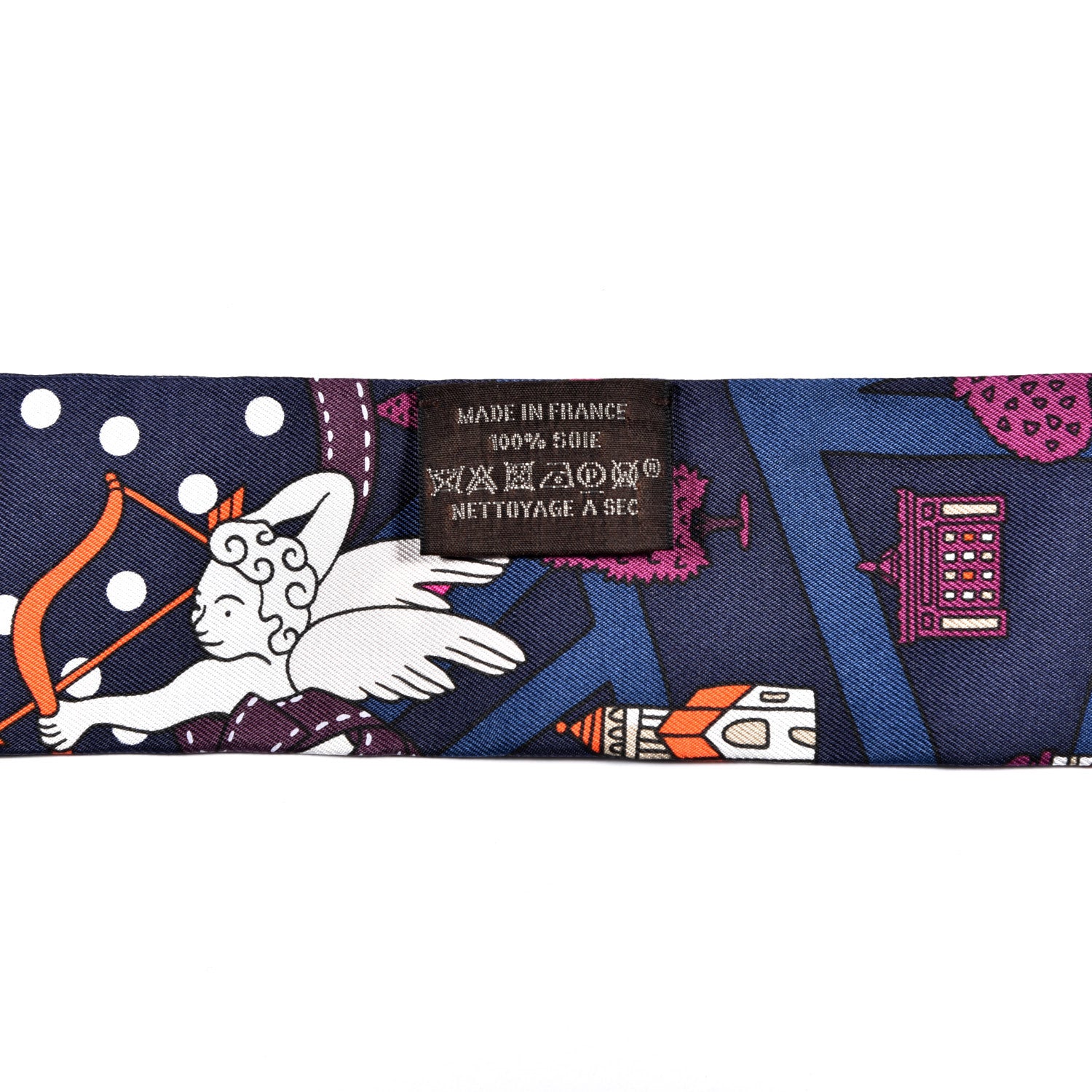 Hermes Silk Les Nouveaux Amoureux de Paris Twilly Marine Violet White 4 of 4