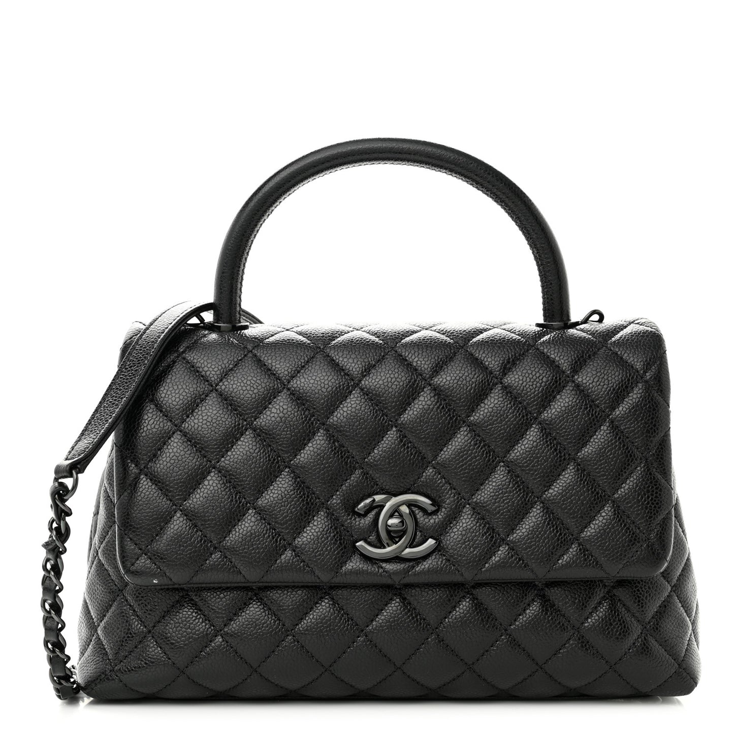 Caviar Quilted Small Coco Handle Flap So Black