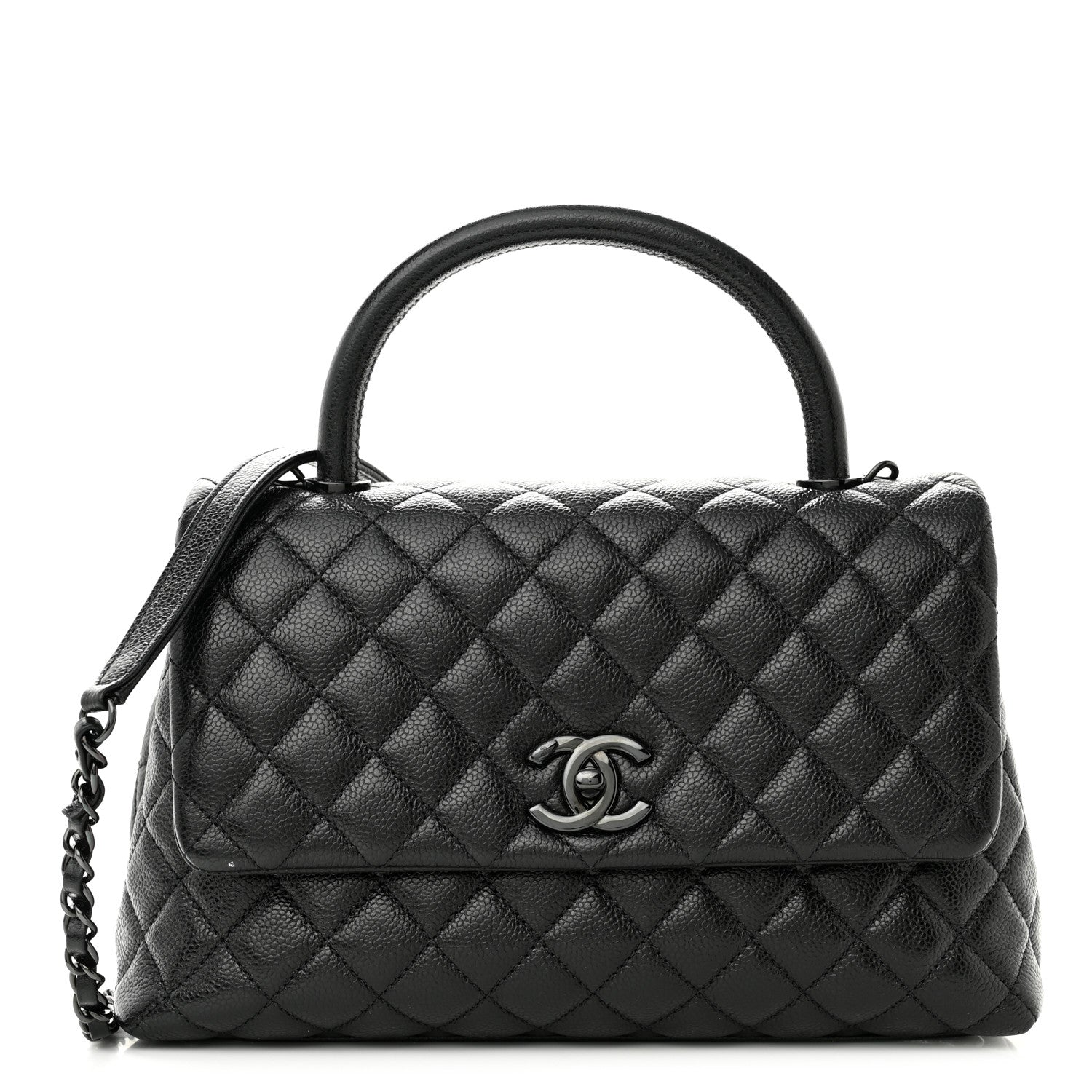 Chanel Caviar Quilted Small Coco Handle Flap So Black 1 of 10