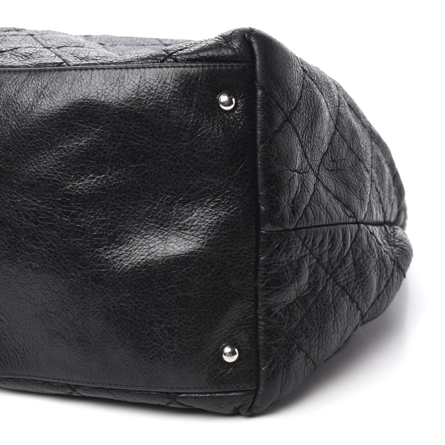 Glazed Calfskin On The Road Drawstring Tote Black