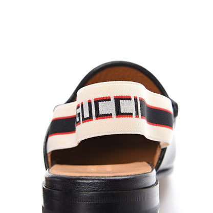 Gucci Goatskin Stripe Mens Horsebit Slingback Slippers 8 Black 8 of 11