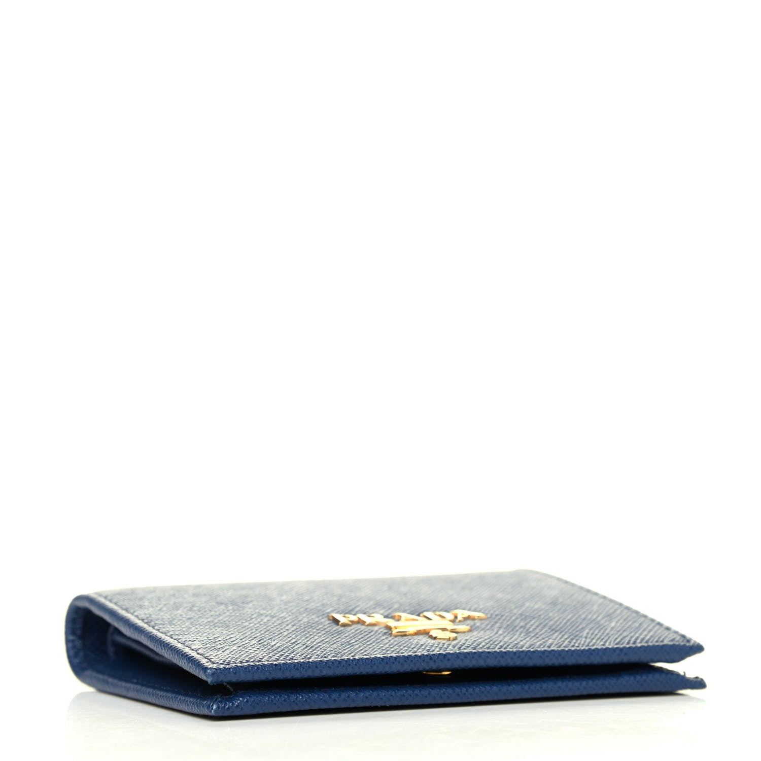 Prada Saffiano Metal Compact Snap Bi-Fold Wallet Cobalto 3 of 4